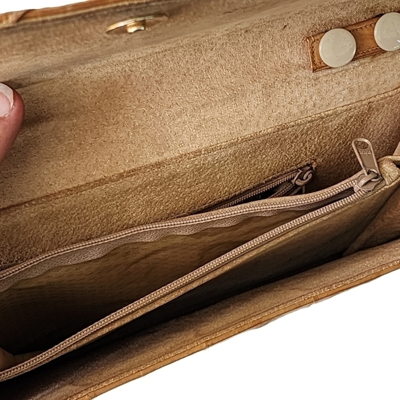 Vintage tan Eel skin leather purse handbag with long removable shoulder strap - Picture 10 of 14